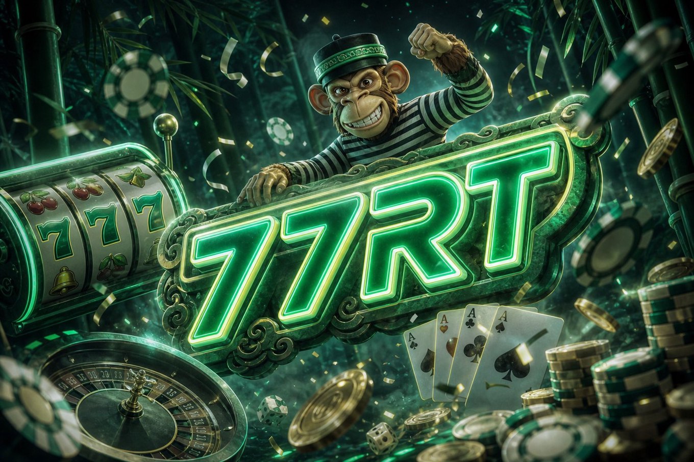 Halaman utama Super Ace di 77RT dengan tombol daftar dan penawaran koin gratis